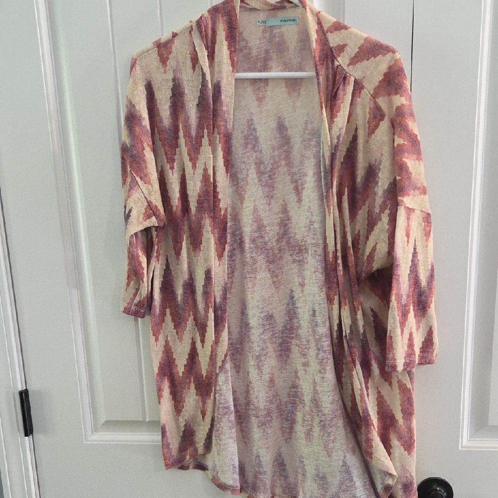 Maurices Zigzag Cardigan in Cream and Pink